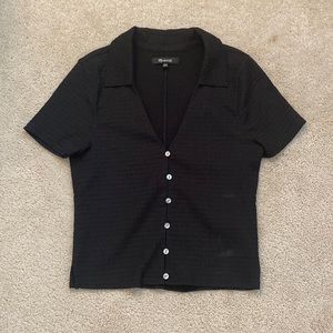 Madewell Top Black Crop Short Sleeve XXS